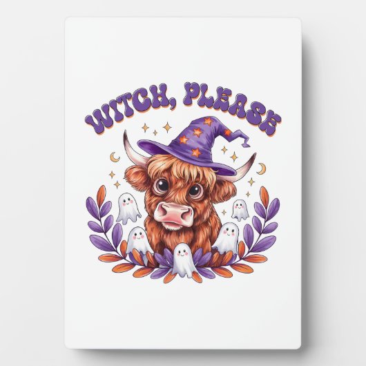 Witch Please Highland Cow Halloween Fotoplatte (Vorderseite)