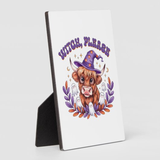 Witch Please Highland Cow Halloween Fotoplatte (Seite)