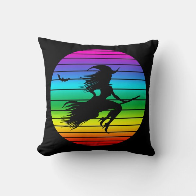 WITCH RAINBOW HALLOWEEN KISSEN (Vorderseite)