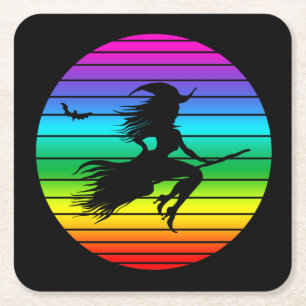 WITCH RAINBOW HALLOWEEN RECHTECKIGER PAPPUNTERSETZER