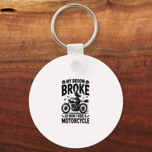 Witch Riding Motorcycle Halloween Schlüsselanhänger (Vorderseite)