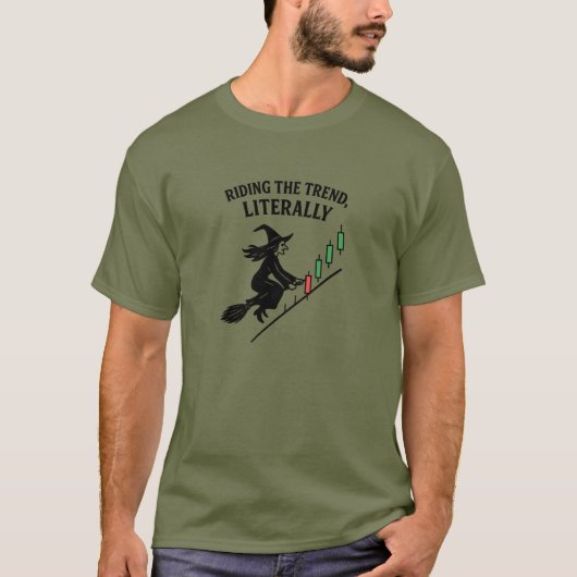 Witch Riding the Trend Candlestick Trader T-Shirt (Vorderseite)