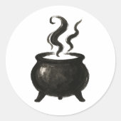 Witch’s Brew – Minimalist Halloween Cauldron on  Runder Aufkleber (Vorderseite)