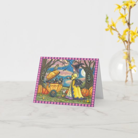 WITCH, SCHWARZE CAT-ABY-BUGGY, NOTE-KARTENLÖSCHUNG KARTE (Gelbe Blume)