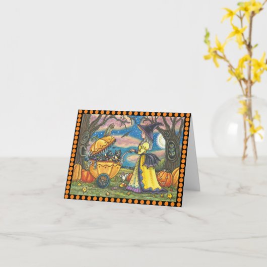 WITCH, SCHWARZE CAT-ABY-BUGGY, NOTE-KARTENLÖSCHUNG KARTE (Gelbe Blume)