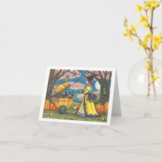 WITCH, SCHWARZE CAT-ABY-BUGGY, NOTE-KARTENLÖSCHUNG KARTE (Gelbe Blume)