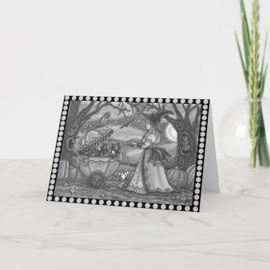 WITCH, SCHWARZE KATZE-BUGGY, Grußkartenleere Karte (Vorderseite)