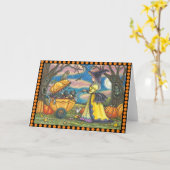 WITCH, SCHWARZE KATZE-BUGGY, Grußkartenleere Karte (Gelbe Blume)