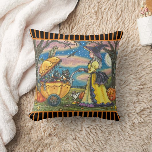 WITCH, SCHWARZE KATZE-BUGGY HALLOWEN DURCH PILLOW KISSEN (Decke)