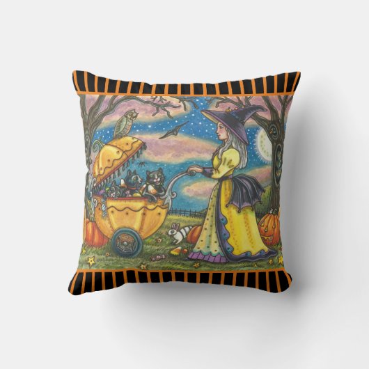 WITCH, SCHWARZE KATZE-BUGGY HALLOWEN DURCH PILLOW KISSEN (Rückseite)