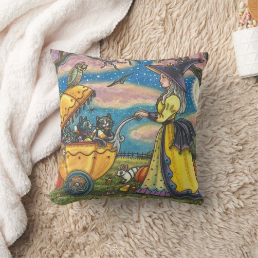 WITCH, SCHWARZE KATZE-BUGGY HALLOWEN DURCH PILLOW KISSEN (Decke)