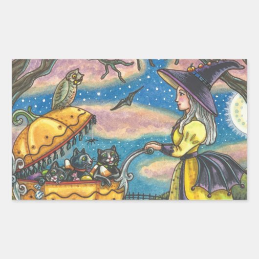 WITCH, SCHWARZE KATZE-BUGGY-KABEL-KABEL RECHTECKIGER AUFKLEBER (Vorderseite)