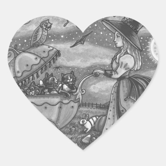 WITCH, SCHWARZE KATZE-BUGGY MIT KLEINEN KLEINEN Herz-Aufkleber (Vorderseite)