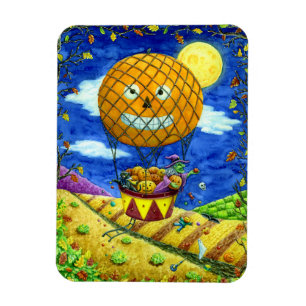 WITCH, SCHWARZE KATZE IN HOT AIR BALLOON FOLART SP MAGNET