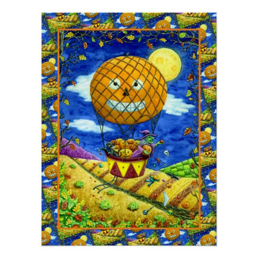 WITCH, SCHWARZE KATZE IN HOT AIR BALLOON FOLART SP POSTER (Vorderseite)