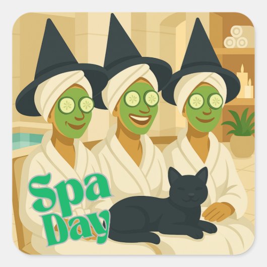 Witch Spa Day Funny Humor  Quadratischer Aufkleber (Vorderseite)