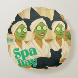 Witch Spa Day Funny Humor Rundes Kissen