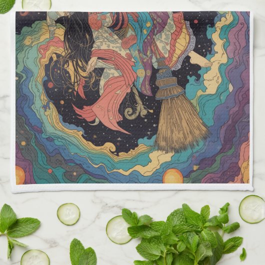 Witch tea towel geschirrtuch (Gefaltet)