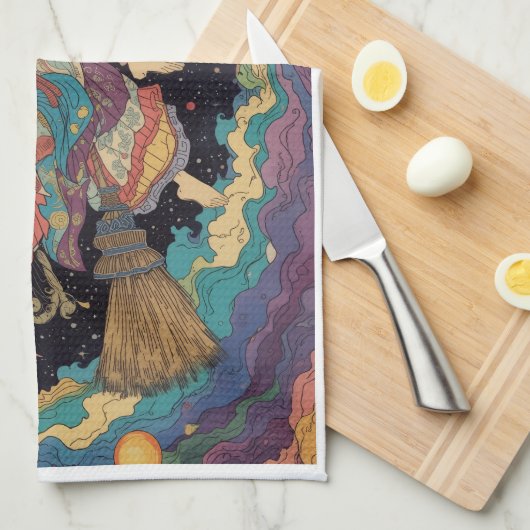 Witch tea towel geschirrtuch (Viertel Falte)