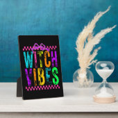 Witch Vibes Halloween Neon Checkered Bow Fotoplatte (Seite)