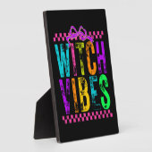Witch Vibes Halloween Neon Checkered Bow Fotoplatte (Seite)
