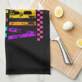 Witch Vibes Halloween Neon Checkered Bow Geschirrtuch (Viertel Falte)