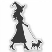 Witch Walking Chihuahua  Aufkleber (Vorderseite)