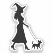 Witch Walking Chihuahua Aufkleber (Vorderseite)