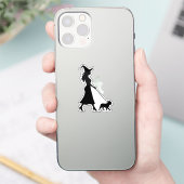 Witch Walking Frenchie  Aufkleber (Telefon)