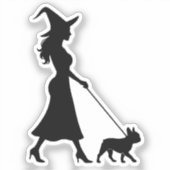Witch Walking Frenchie  Aufkleber (Vorderseite)