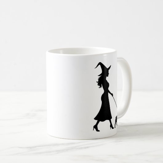 Witch Walking Frenchie Kaffeetasse (VorderseiteRechts)