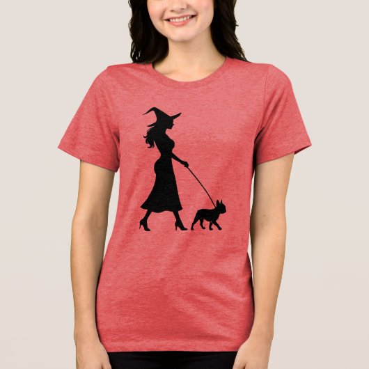 Witch Walking Frenchie Tri-Blend Shirt (Vorderseite)