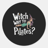 Witch Way To Lates Funny Halloween Lates Yoga Refo Runder Aufkleber (Vorderseite)