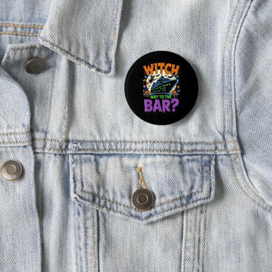 Witch Way To The Bar Funny Halloween Cruise  Button (Beispiel)