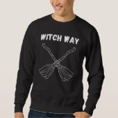 Witch Way to the Bash – Funny Halloween Broomstick Sweatshirt (Vorderseite)