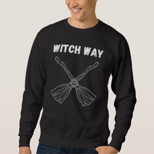 Witch Way to the Bash – Funny Halloween Broomstick Sweatshirt (Vorderseite)