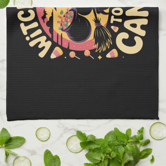 Witch Way to the Candy Halloween T-shirt Geschirrtuch (Gefaltet)