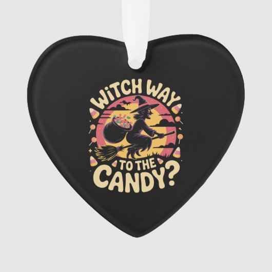 Witch Way to the Candy Halloween T-shirt Ornament (Vorderseite)