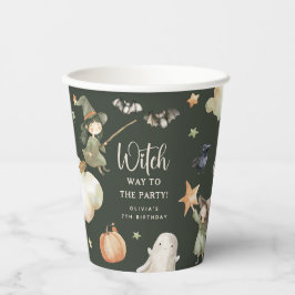 Witch Way to the Party' Kids Halloween Birthday Pappbecher