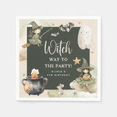 Witch Way to the Party' Kids Halloween Birthday Serviette (Vorderseite)