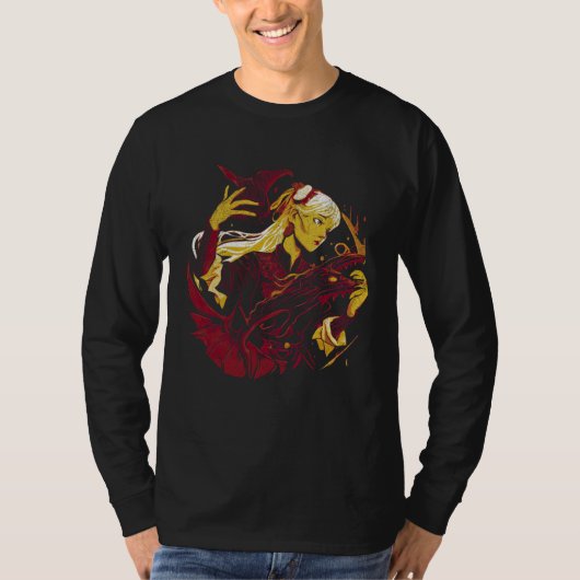 Witch with a dragon Fantasy creature Wiccan Wicca T-Shirt (Vorderseite)