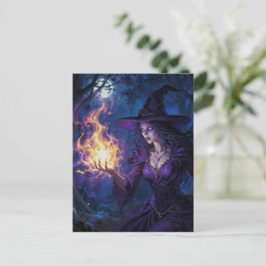 Witch with fire magick postkarte (Stehend Vorderseite)