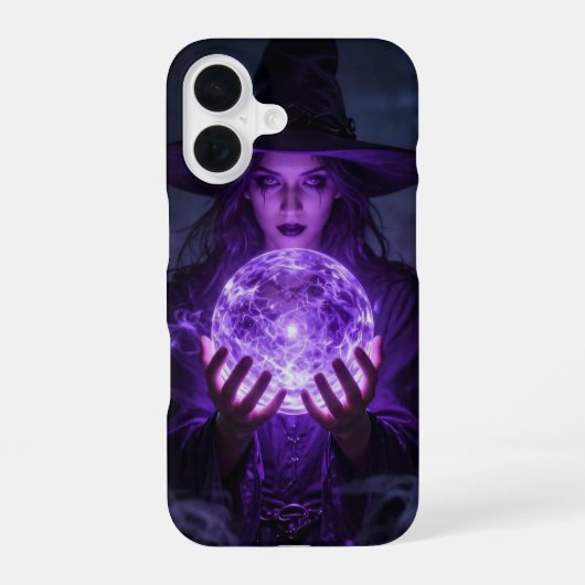 Witch with Glowing Orb Purple Case iPhone 16 Hülle (Rückseite)
