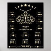 Witchcraft Moth Celestial Lunar Moon 2027 Calendar Poster (Vorne)