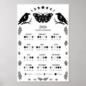Witchcraft Moth Crow Celestial Lunar Moon Calendar Poster (Vorne)