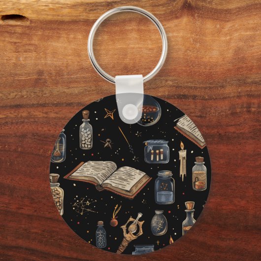 Witchcraft Potion Pattern – Halloween Magic Schlüsselanhänger (Rückseite)