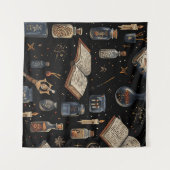 Witchcraft Potion Pattern – Halloween Magic Wandteppich (Vorderseite (Horizontal))