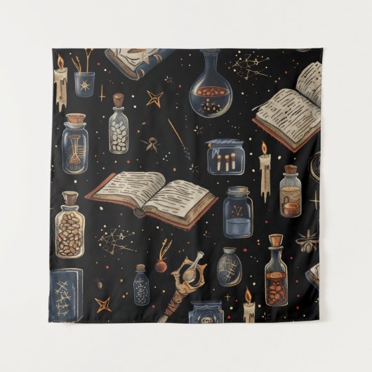 Witchcraft Potion Pattern – Halloween Magic Wandteppich (Vorderseite)