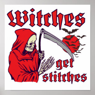 WITCHES BEKOMMEN STITCHEN lustig beängstigenden ha Poster