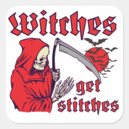 WITCHES BEKOMMEN STITCHEN lustig beängstigenden ha Quadratischer Aufkleber